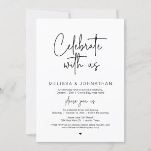 Convite Celebrar conosco, Janto de Elopemento de Casamento