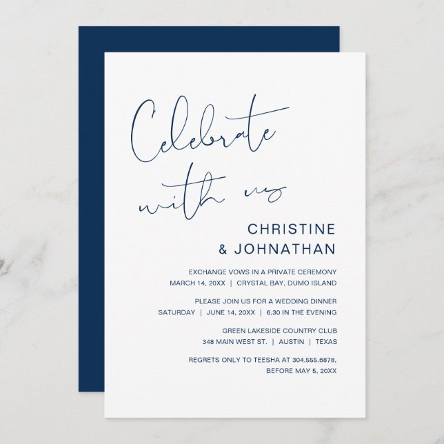 Convite Celebrar conosco, o moderno Elopement Invita (Frente/Verso)