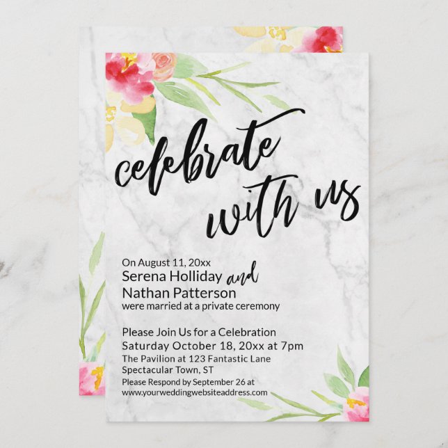 Convite Celebrar conosco o Mole Marble e as Flores de Aqua (Frente/Verso)