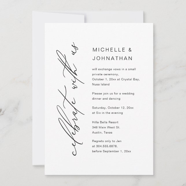 Convite Celebrar conosco, Partido do Janto de Elopemento d (Frente)