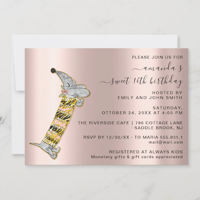 Convite Celebrar em estilo com Rosa Cachorro Cachorro Doce (Frente)