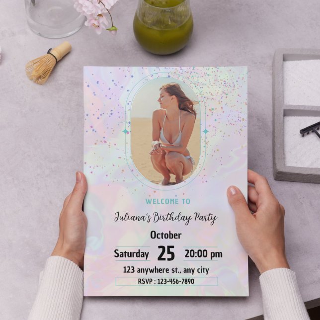 Convite Celebrar em Estilo! Pastel Modern para Raparigas (Celebrate in Style! Pastel Modern for Girls Invitation)