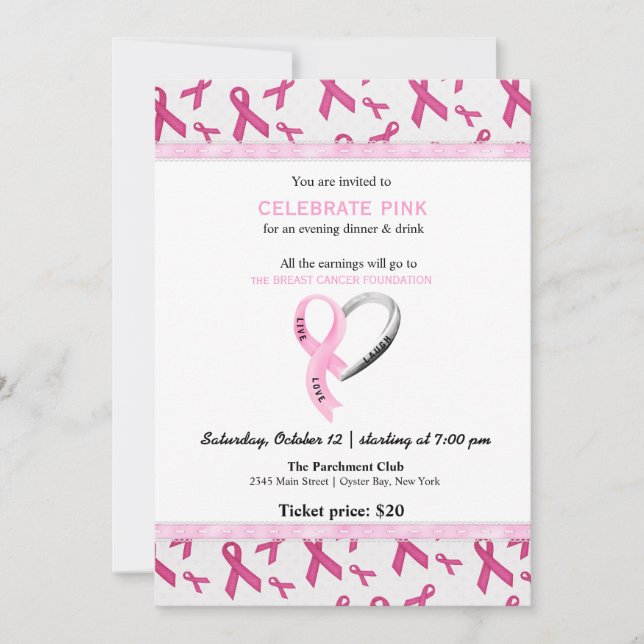 Convite Celebrar evento rosa (Frente)