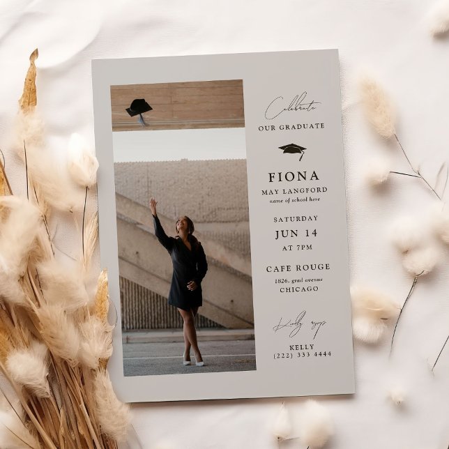 Convite Celebrar na Festa de formatura Elegante de Estilo (Criador carregado)