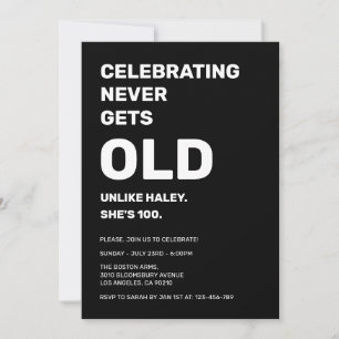 Convite Celebrar Nunca Fica Engraçado No 100º Aniversário