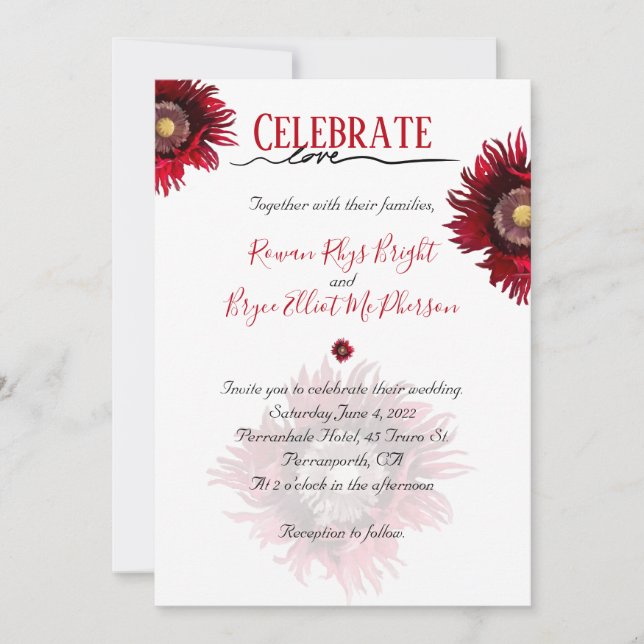 Convite Celebrar o amor do papoila vermelho floral (Frente)