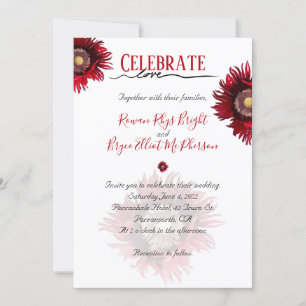 Convite Celebrar o amor floral vermelho
