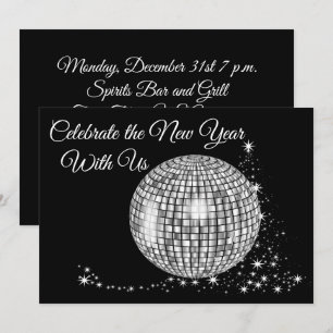 Convite Celebrar o Ano Novo com a Bola Disco Sparkly