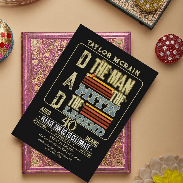 Convite Celebrar Qualquer Idade: O Homem, O Mito, A Lenda (The Man, The Myth, The Legend Birthday Invitation )