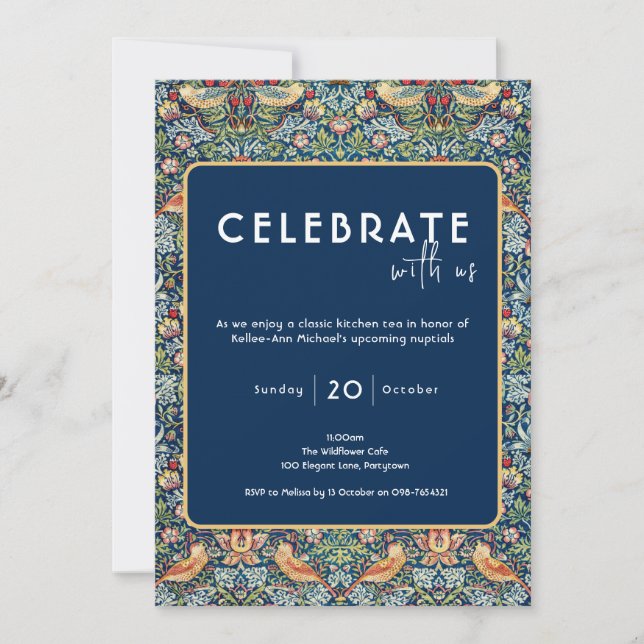 Convite Celebrate Bridal Kitchen Tea William Morris (Frente)
