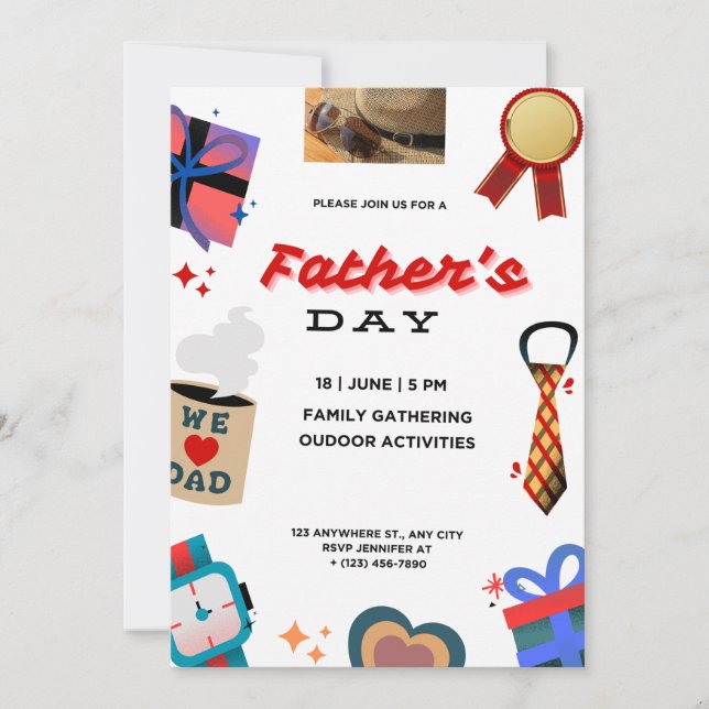 Convite Celebrate Dad: Happy Father's Day Invitation (Frente)