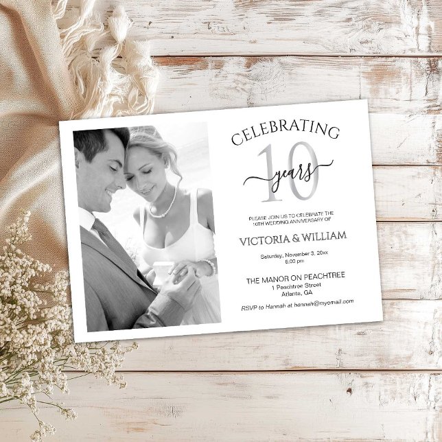 Convite Celebrating 10 Years Photo Ruby Anniversary Party (Criador carregado)