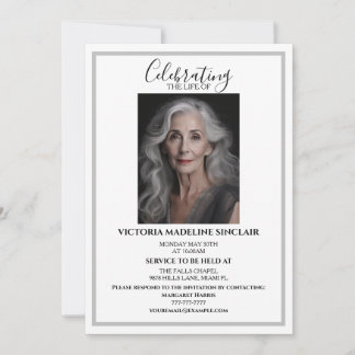 Convite Celebrating the life of Photo Funeral Invitation