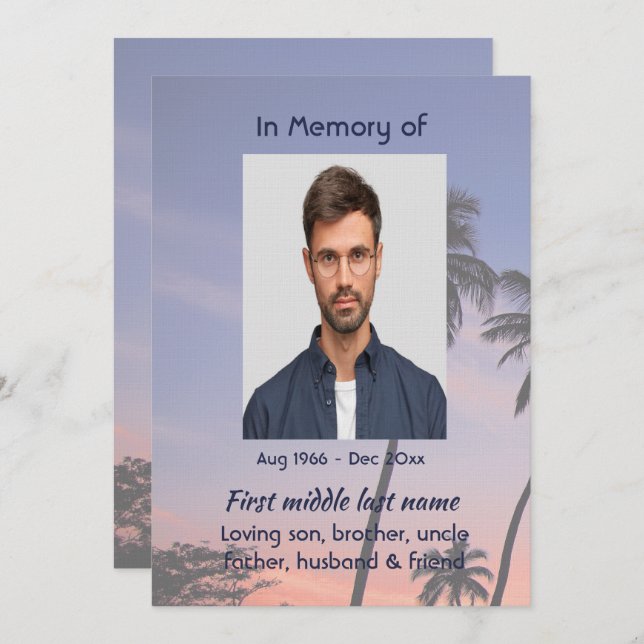 Convite Celebration Life Service Tropical Beach Paradise  (Frente/Verso)