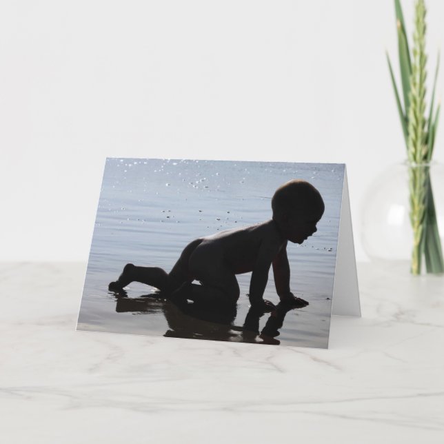 Convite Celebration Of A Holy Baptism With Baby Crawling (Frente)