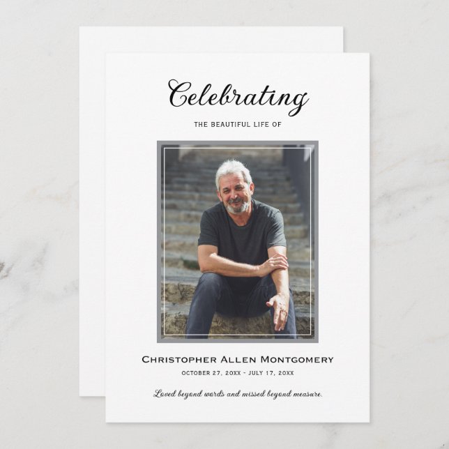 Convite Celebration of Life Funeral Memorial (Frente/Verso)