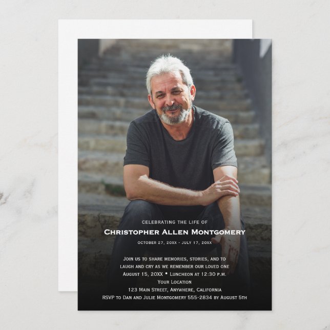 Convite Celebration of Life Funeral Memorial (Frente/Verso)