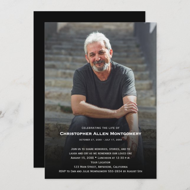 Convite Celebration of Life Funeral Memorial (Frente/Verso)