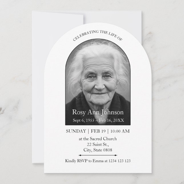Convite Celebration of Life Memorial Funeral Invitation (Frente)