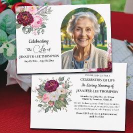 Convite Celebration Of Life Peonies Photo Funeral
