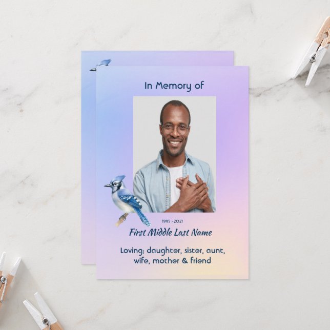 Convite Celebration of Life Service Bluejay  (Frente/Verso In Situ)