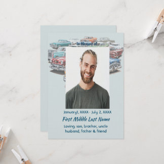 Convite Celebration of Life Service Classic Vintage Car