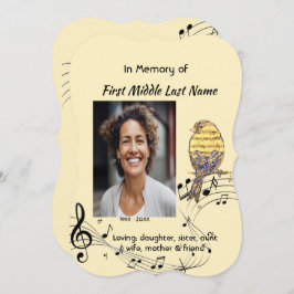 Convite Celebration of Life Service Invite Music Bird