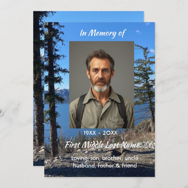 Convite Celebration of Life Service Lake Forest Trees (Frente/Verso)