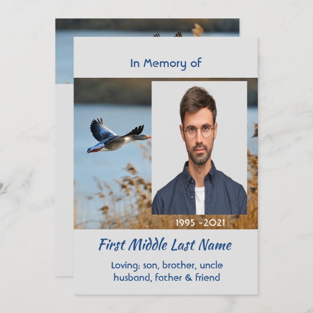 Convite Celebration of Life Service  Lake Geese Birds (Frente/Verso)