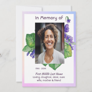 Convite Celebration of Life Service Watercolor Wild Violet