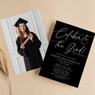 Convite Celebre a Festa de Formatura Black Photo de Gradua