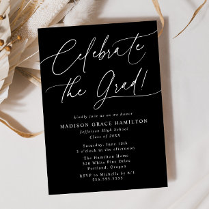 Convite Celebre a Formatura Black and White Graduation
