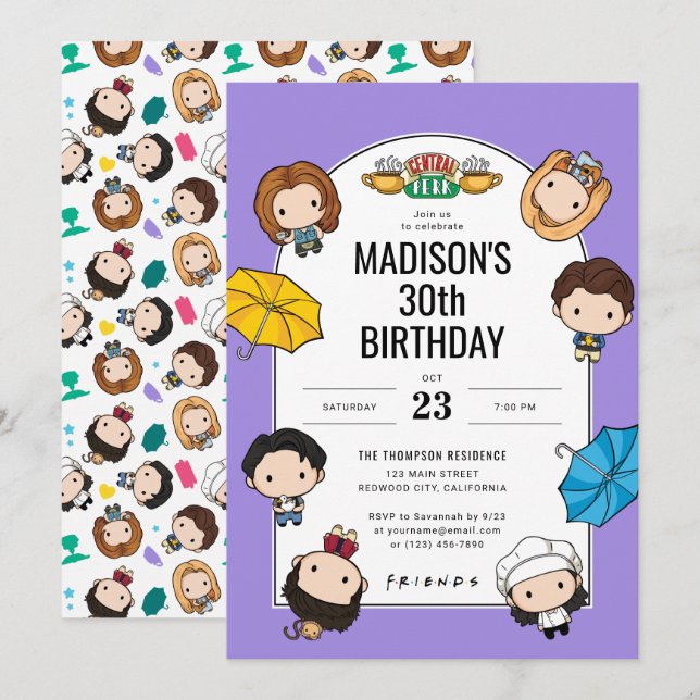 Convite Celebre com AMIGOS! Arte Chibi Personalizada de An (Frente/Verso)