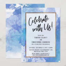 Celebre Conosco Borda Dourada Abstrato Salpico Azu