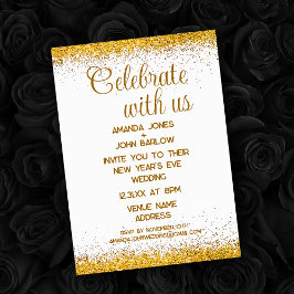 Convite Celebre Conosco Casamento de Ano Novo Dourado