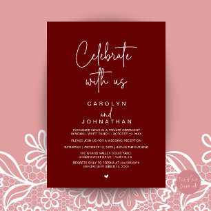 Convite Celebre conosco, Casamento Fuga Burgundy Vinho
