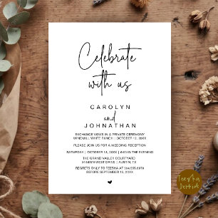 Convite Celebre conosco, Casamento Fuga Preto Branco