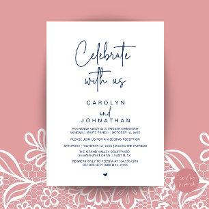 Convite Celebre conosco, Casamento Fuga Romântica Azul Mar
