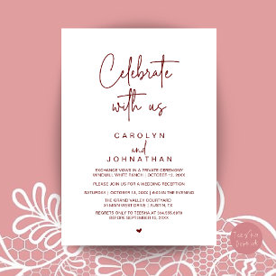Convite Celebre conosco, Casamento Fuga Romântica Vinho Bo