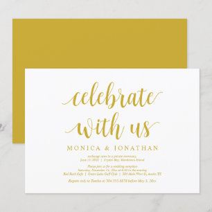 Convite Celebre conosco, Dourado Amarelo, Casamento Intimo