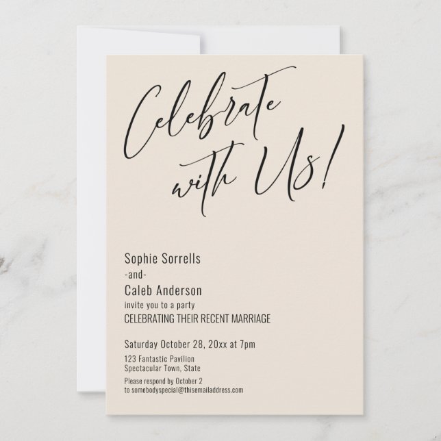 Convite Celebre Conosco! Festa de Casamento Moderna e Eleg (Frente)