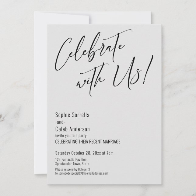 Convite Celebre Conosco! Festa de Casamento Moderna em Cin (Frente)