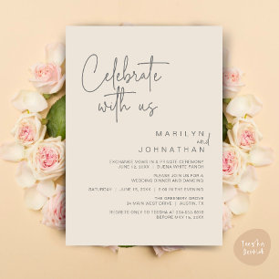Convite Celebre conosco, Jantar de Casamento Íntimo