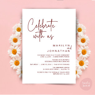 Convite Celebre conosco, Jantar de Elopement de Casamento