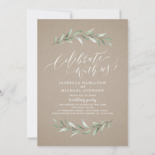 Convite Celebre Conosco! Kraft Rustic Greenery Wedding