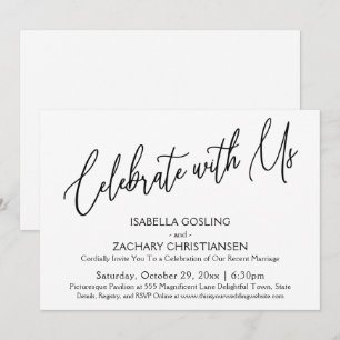 Convite Celebre Conosco Letra Elegante Festa Preto e Branc