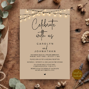 Convite Celebre conosco, Luzes de Corda para Casamento Fug