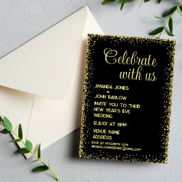 Convite Celebre Conosco Minimal Dourado Casamento de Ano N
