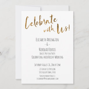 Convite Celebre Conosco! Recepção Casual com Letra Dourada