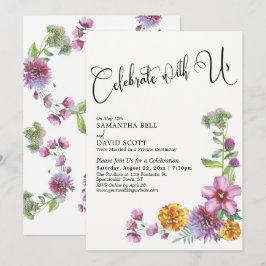 Convite Celebre Conosco Recepção de Aquarela de Flores Sil